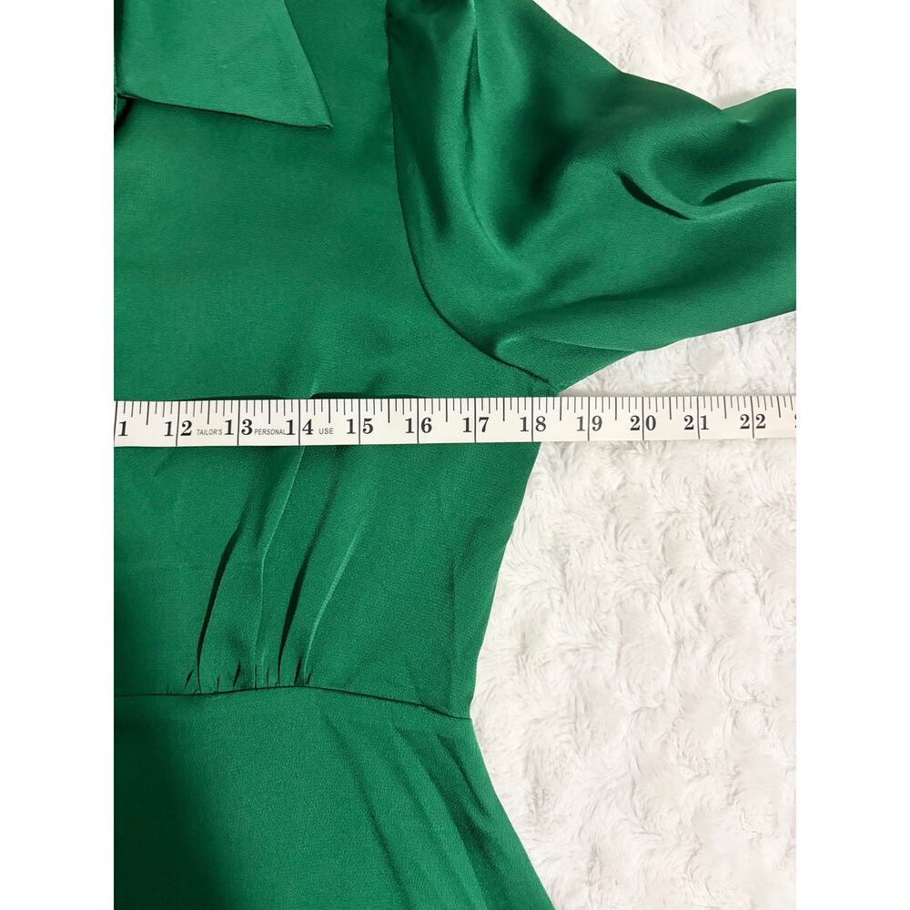 Modcloth Gilli Green Satin Long Sleeve Button-down Party A-line Dress M - Picture 7 of 9
